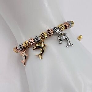 Pulsera Delfín Ajustable Baño De Oró Italiano 18k/Italian Gold Plated Bracelet